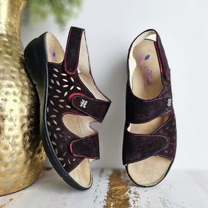 Helle Comfort Class Genuine Leather Burgundy Slingback Sandals Made In Spain 41